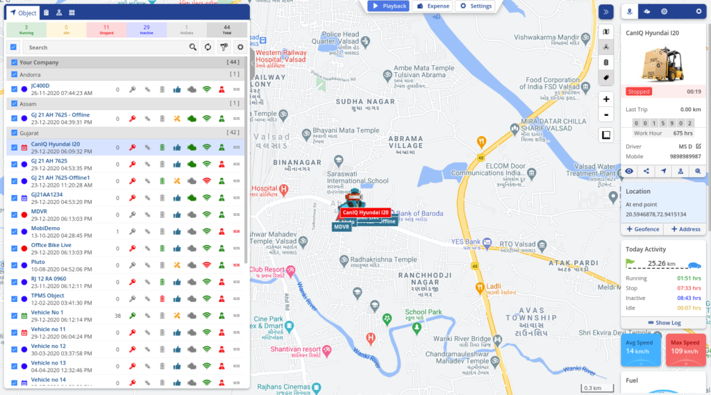 vehicle tracking dashboard